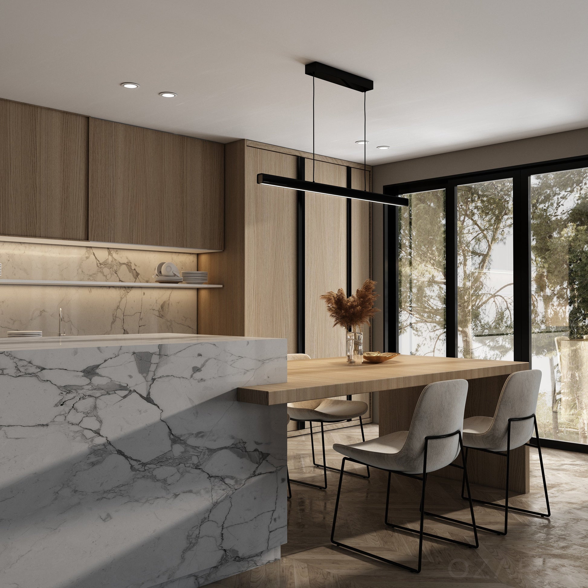 LED Pendant Light Fixture - Modern Adjustable Hanging Lamp - Ideal for Kitchen, Dining Room & Living Spaces
