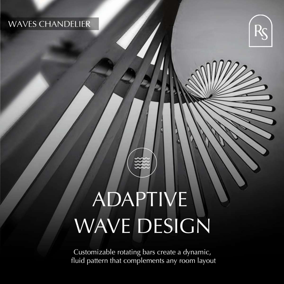 Waves Chandelier | Adjustable Color Temperature, Customizable Design & Ideal for Kitchens and Offices