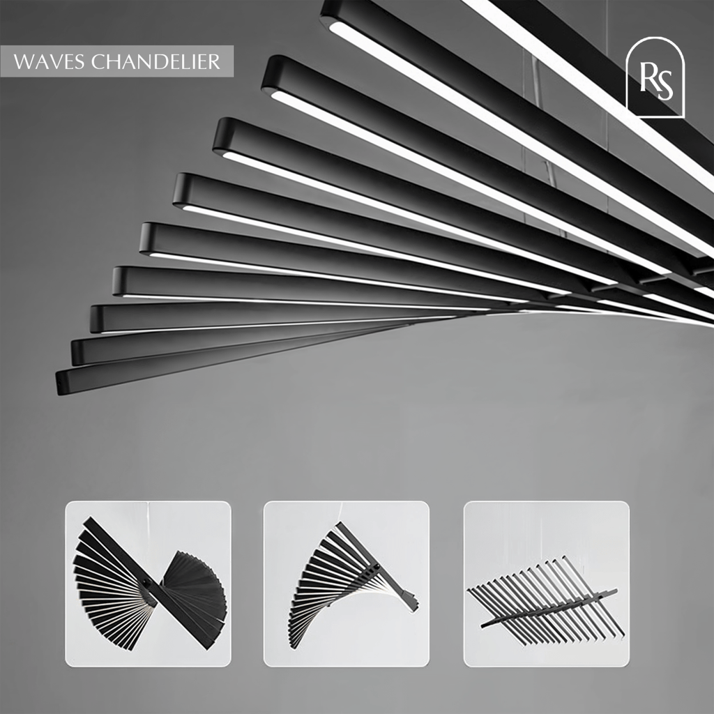 Waves Chandelier | Adjustable Color Temperature, Customizable Design & Ideal for Kitchens and Offices