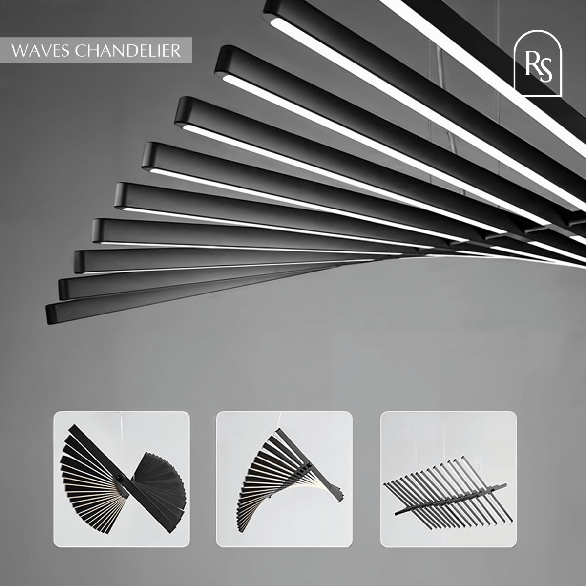 Waves Chandelier | Adjustable Color Temperature, Customizable Design & Ideal for Kitchens and Offices