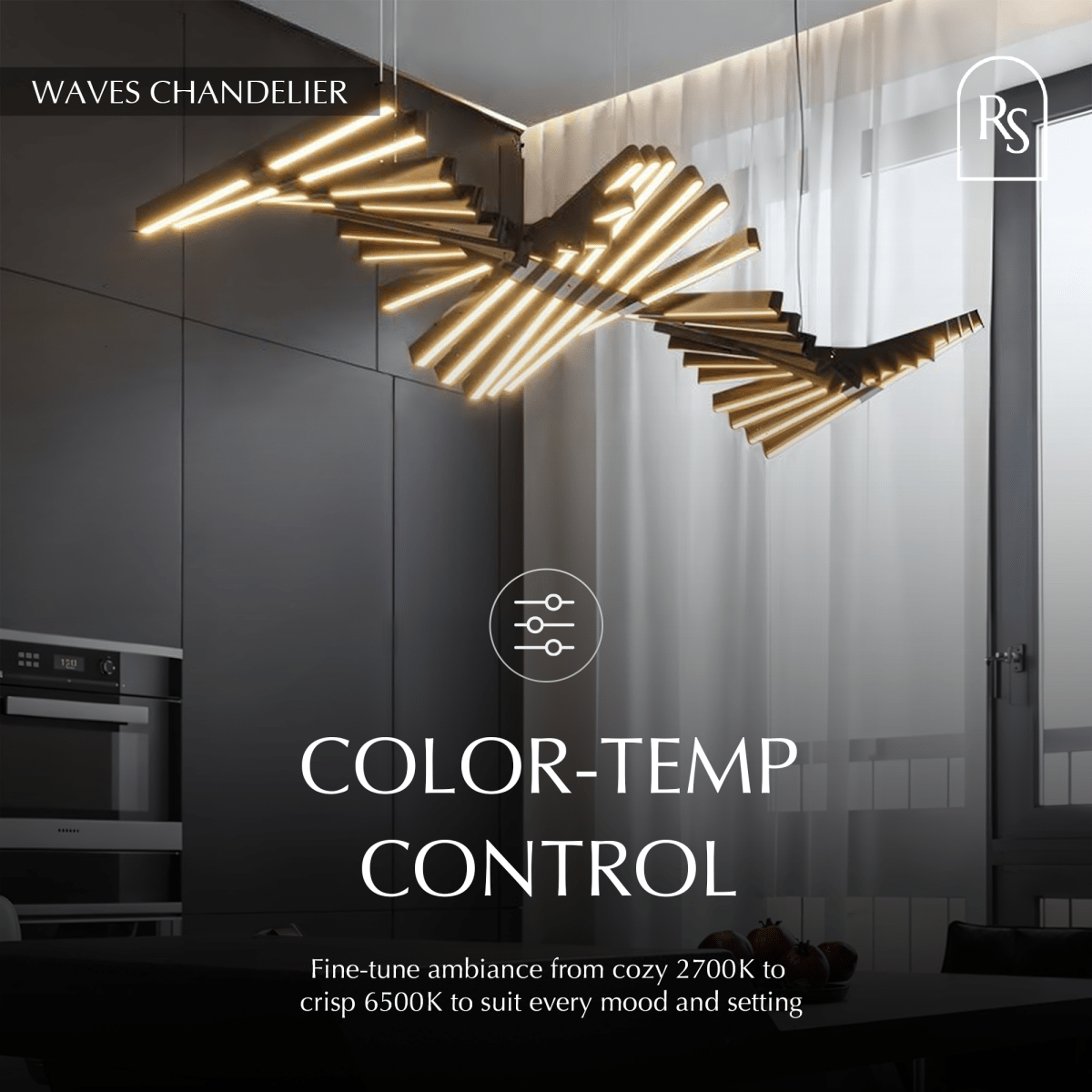 Waves Chandelier | Adjustable Color Temperature, Customizable Design & Ideal for Kitchens and Offices