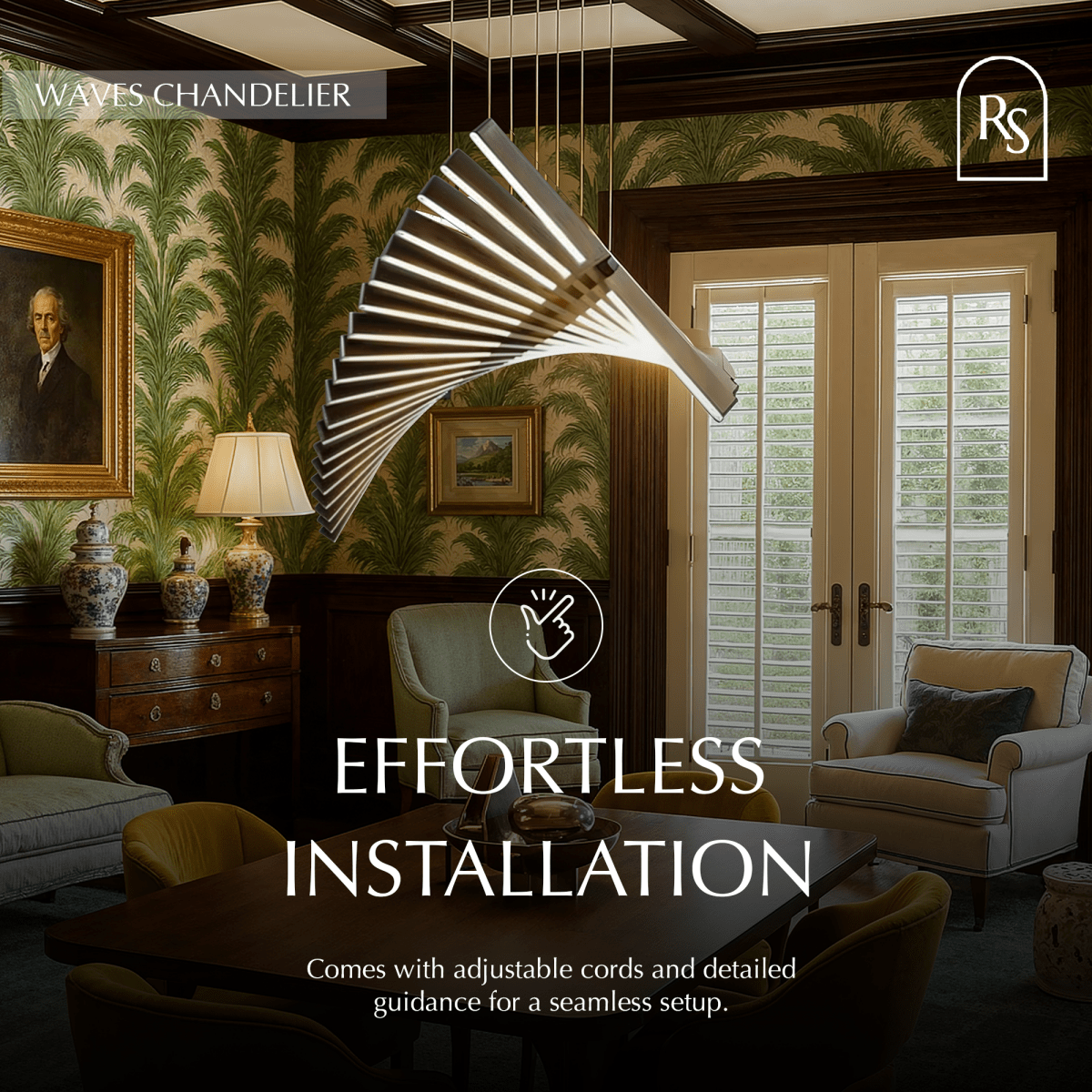 Waves Chandelier | Adjustable Color Temperature, Customizable Design & Ideal for Kitchens and Offices