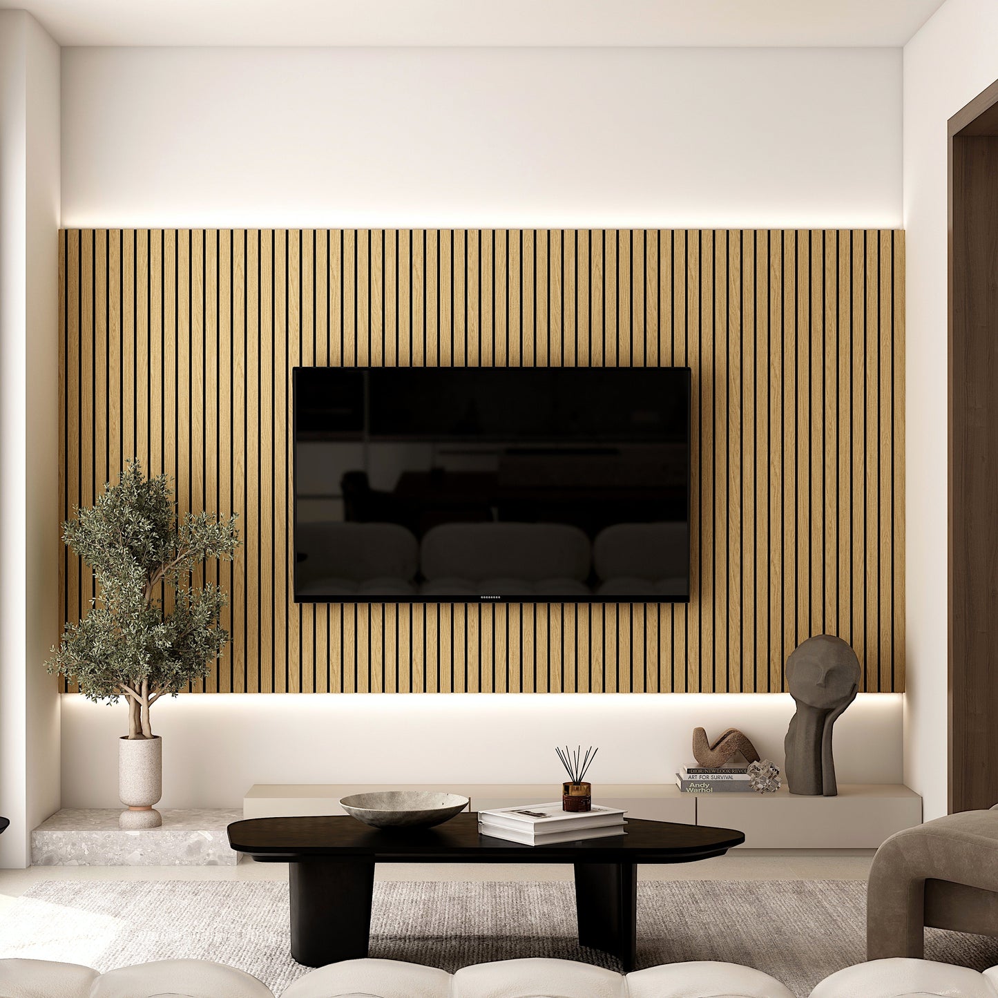 Vertical Wood Panels: Stylish Acoustic Solution for Living Rooms, TV Walls & Beyond with LED Options