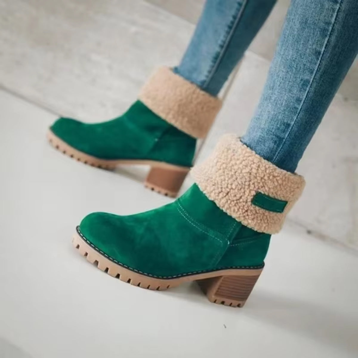 Women's Winter Boots | Comfortable and Warm Chunky Heel Footwear for Seniors - Cold Weather clothe