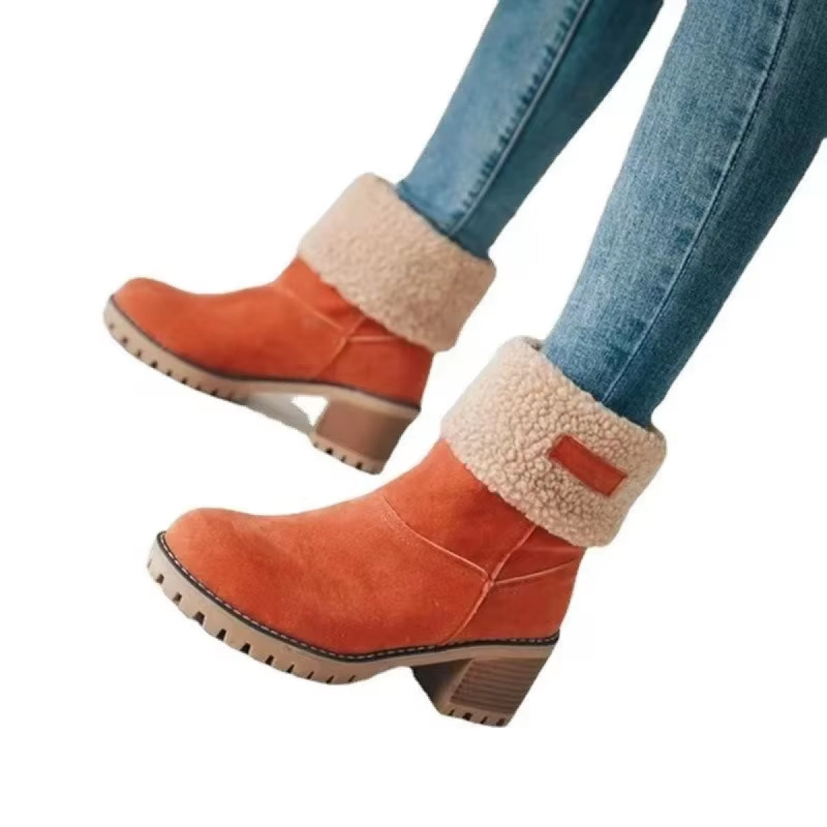 Women's Winter Boots | Comfortable and Warm Chunky Heel Footwear for Seniors - Cold Weather clothe