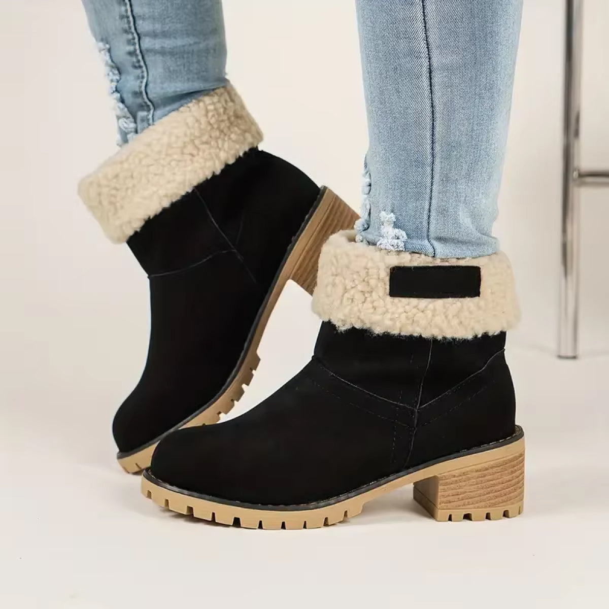 Women's Winter Boots | Comfortable and Warm Chunky Heel Footwear for Seniors - Cold Weather clothe