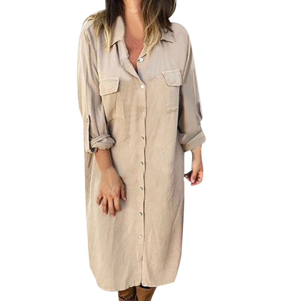 Women's Khaki Dress Buttoned