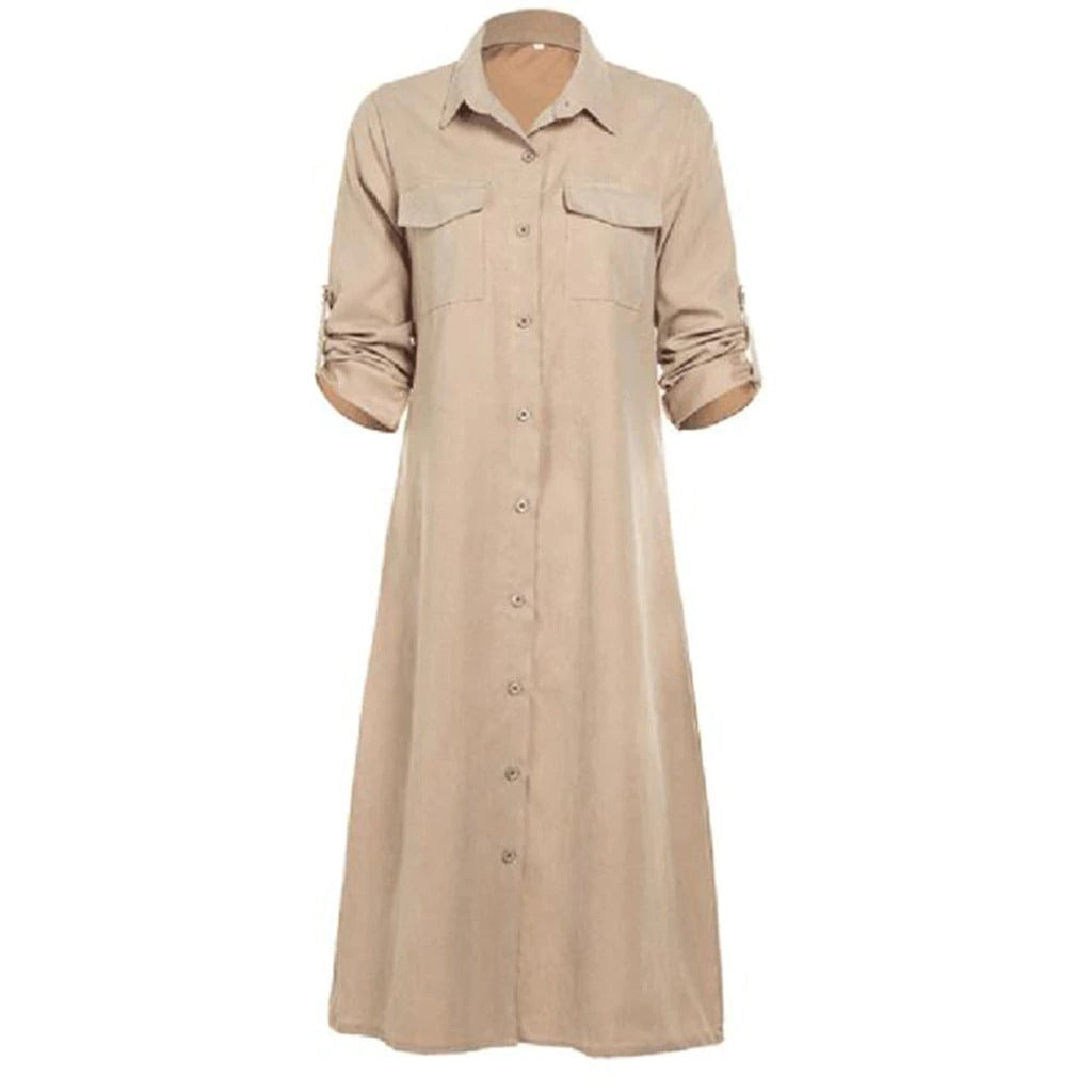 Women's Khaki Dress Buttoned