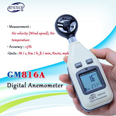 Wind Speed Meter with LCD Backlight Display Handheld Windmeter