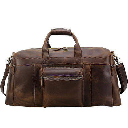 23'' Duffle Retro Thick Cowhide Leather Weekender Duffel Bag