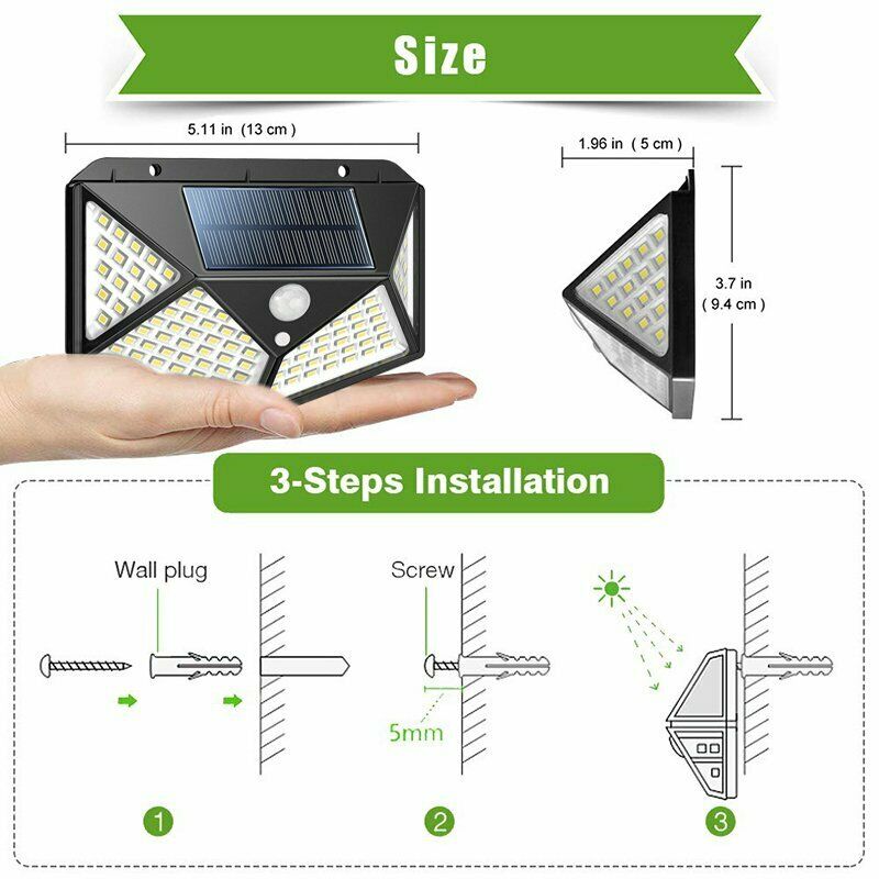 100 LED Solar Power PIR Motion Sensor Light
