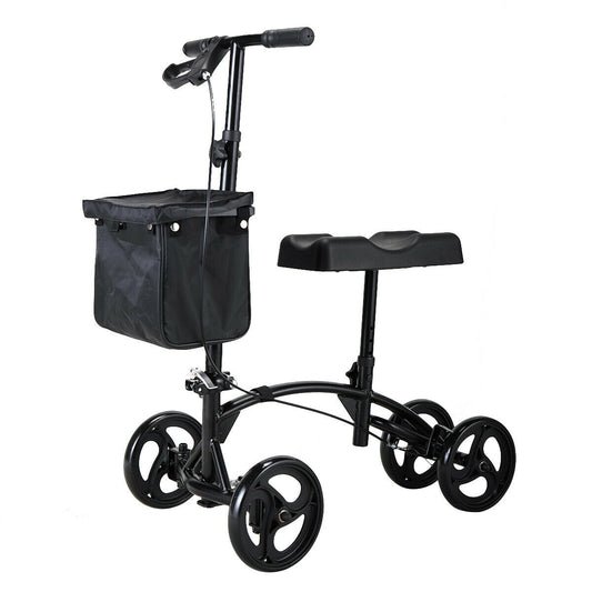 4 Wheel Steerable Knee Walker Scooter w/Storage Basket Adjustable Height