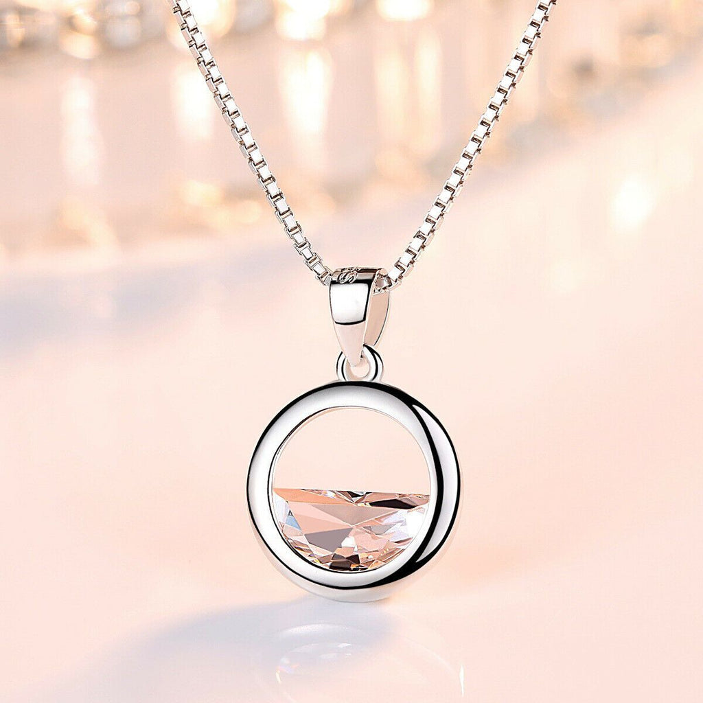 Circle Lake Pendant Chain Neckacle for Girls Silver Jewellery