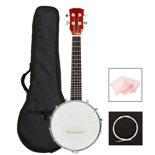 High Quality Sapele 4 String Banjo with Bag and Accessories