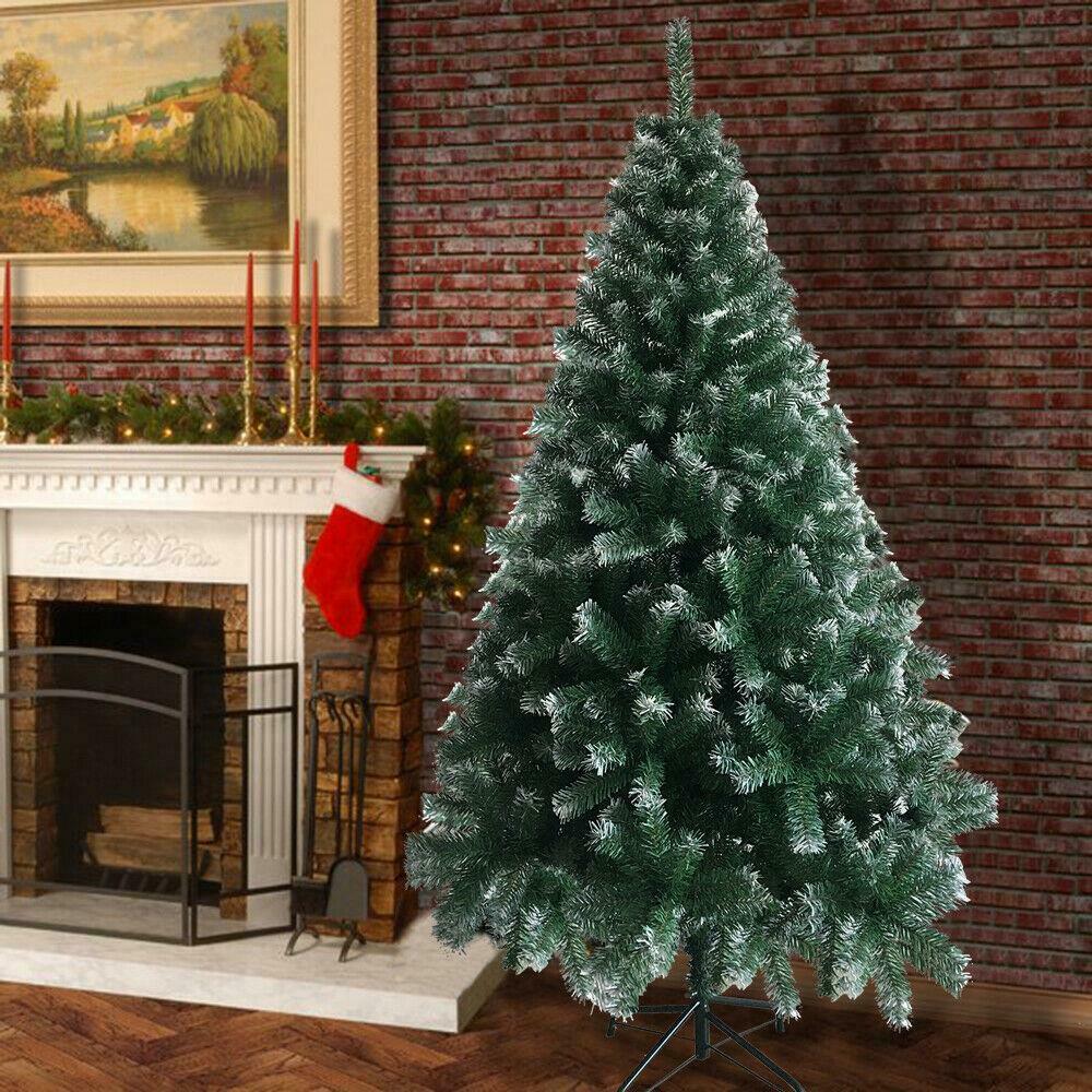 6FT Artificial Christmas Tree Green White Fir tree w Base Home Decor