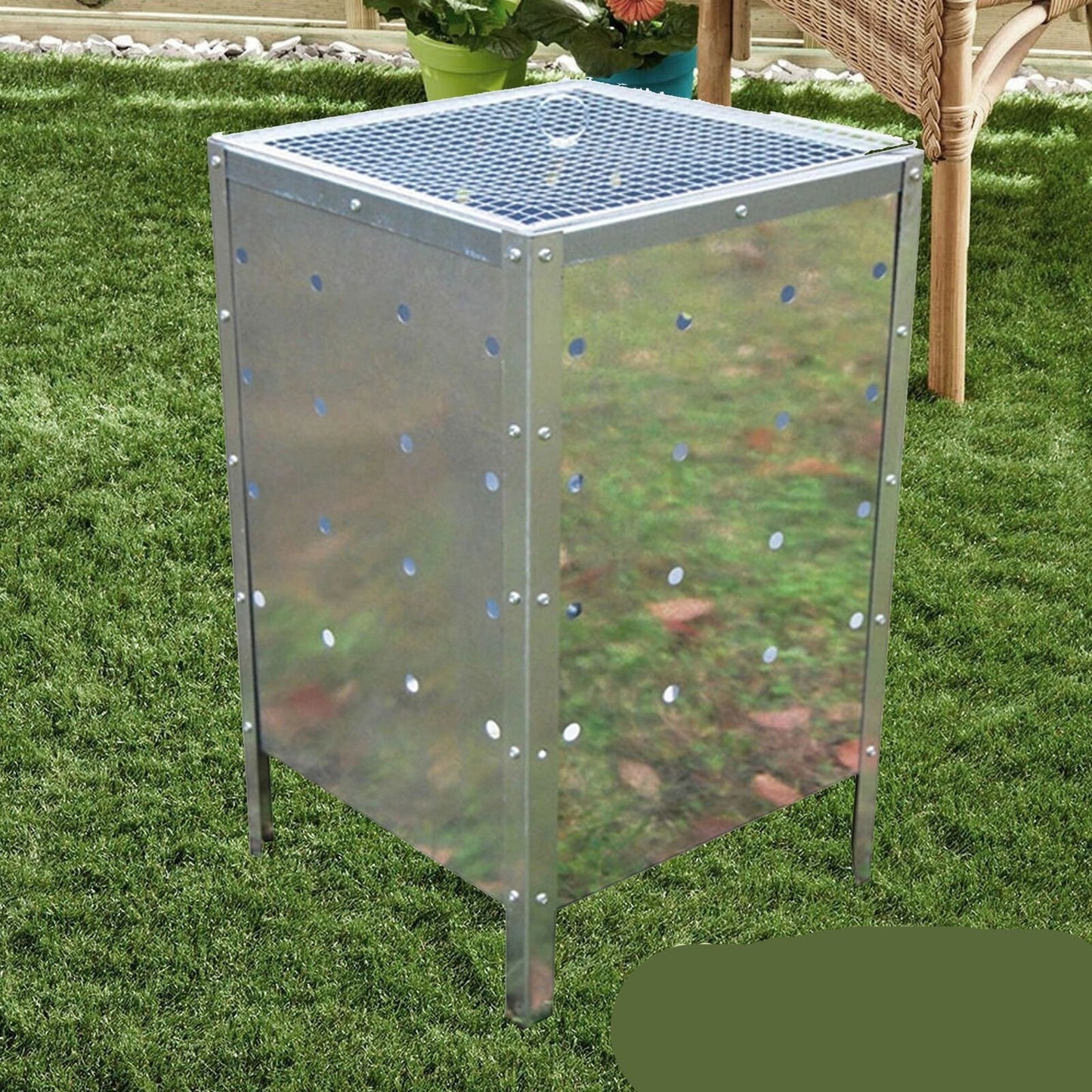 Galvanized Square 90 L Fire Bin