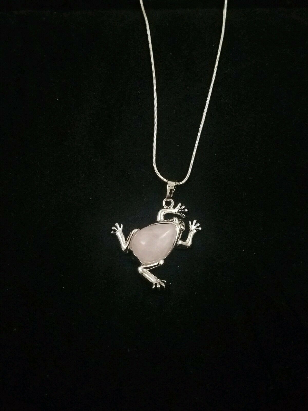 Rose Quartz Frog Necklace Gemstone Pendant