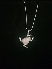 Rose Quartz Frog Necklace Gemstone Pendant