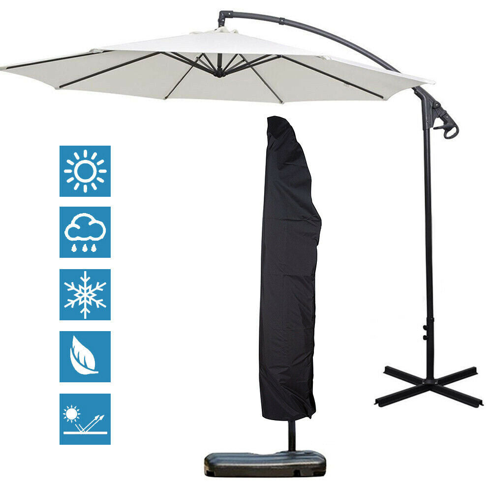 Outdoor Patio Parasol Umbrella Cover with Telescopic Rod & Zipper, Fits 9-11 ft, Waterproof Cantilever Umbrella Cover With Storage Bag