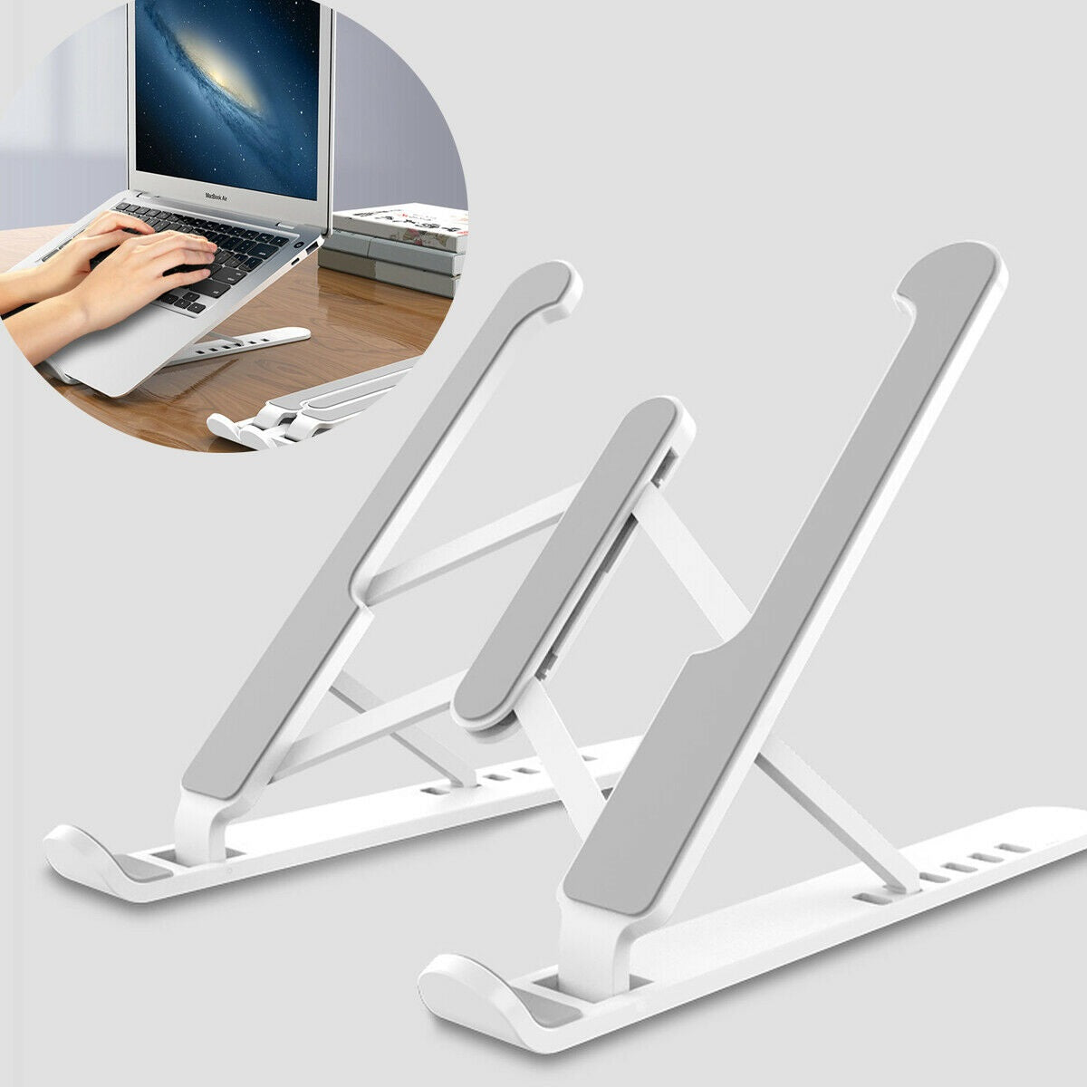 Adjustable Foldable Laptop Stand Fr Desk Portable Notebook Riser Computer Holder