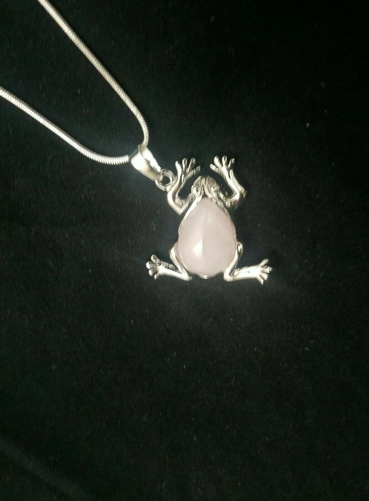 Rose Quartz Frog Necklace Gemstone Pendant