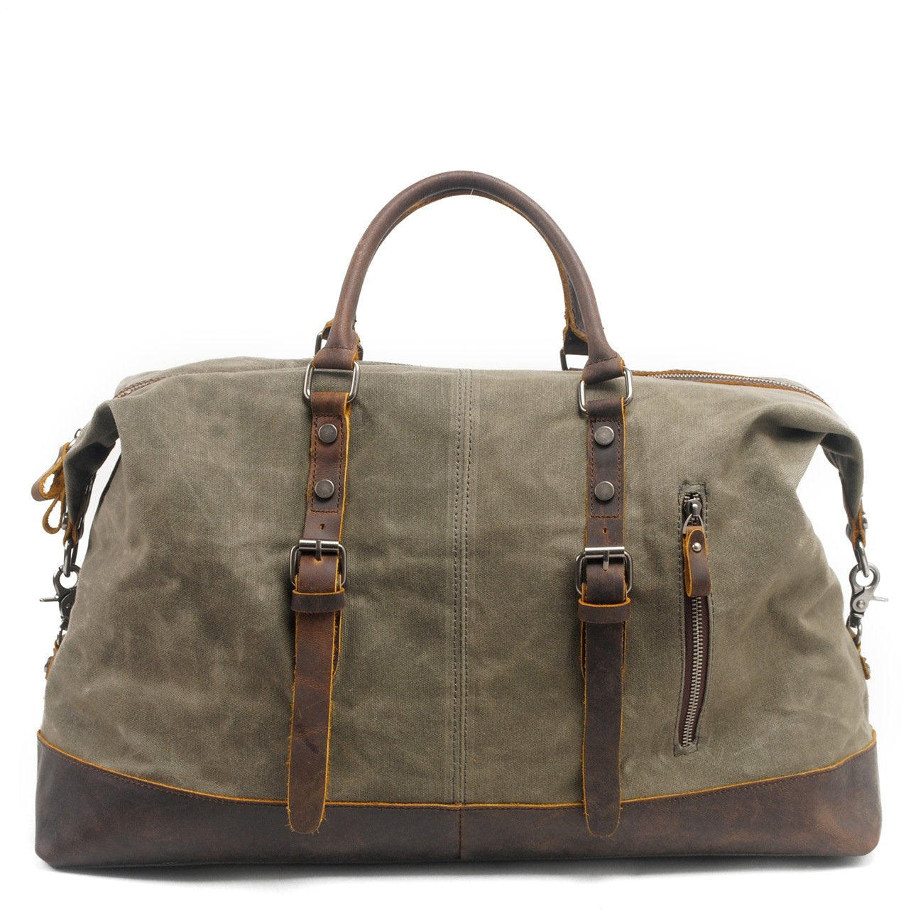 Waxed Canvas Leather Weekender Bag Waterproof Travel Duffels