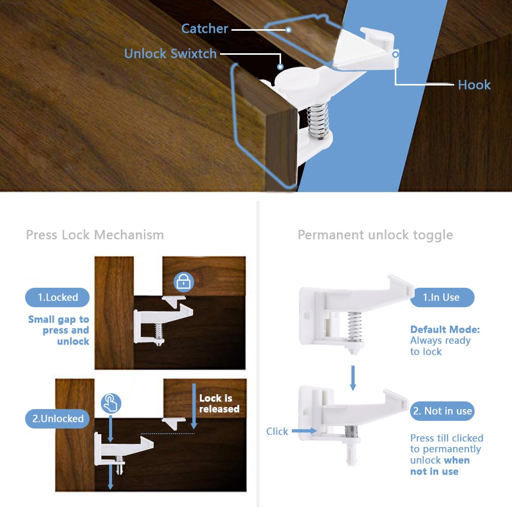 6Pcs Magnetic Cabinet Locks - Magnetic Drawer Lock