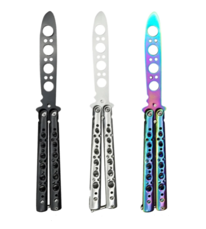 Butterfly in Knife Stainless Steel Blade NO Sharp Metal Handle with Acrylic 3 Styles High Quality