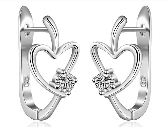 925 Sterling Silver Heart Hoop Earrings