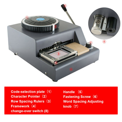 Embossing Machine 72 Character Card Embosser for PVC Card Credit ID VIP Manual Embosser Machine Credit Card