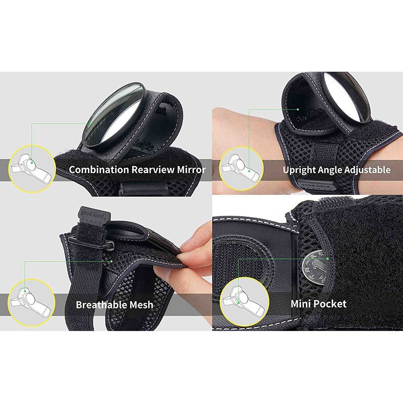 360 Rotate Arm Cycling Wrist Mirror Strap Rear View