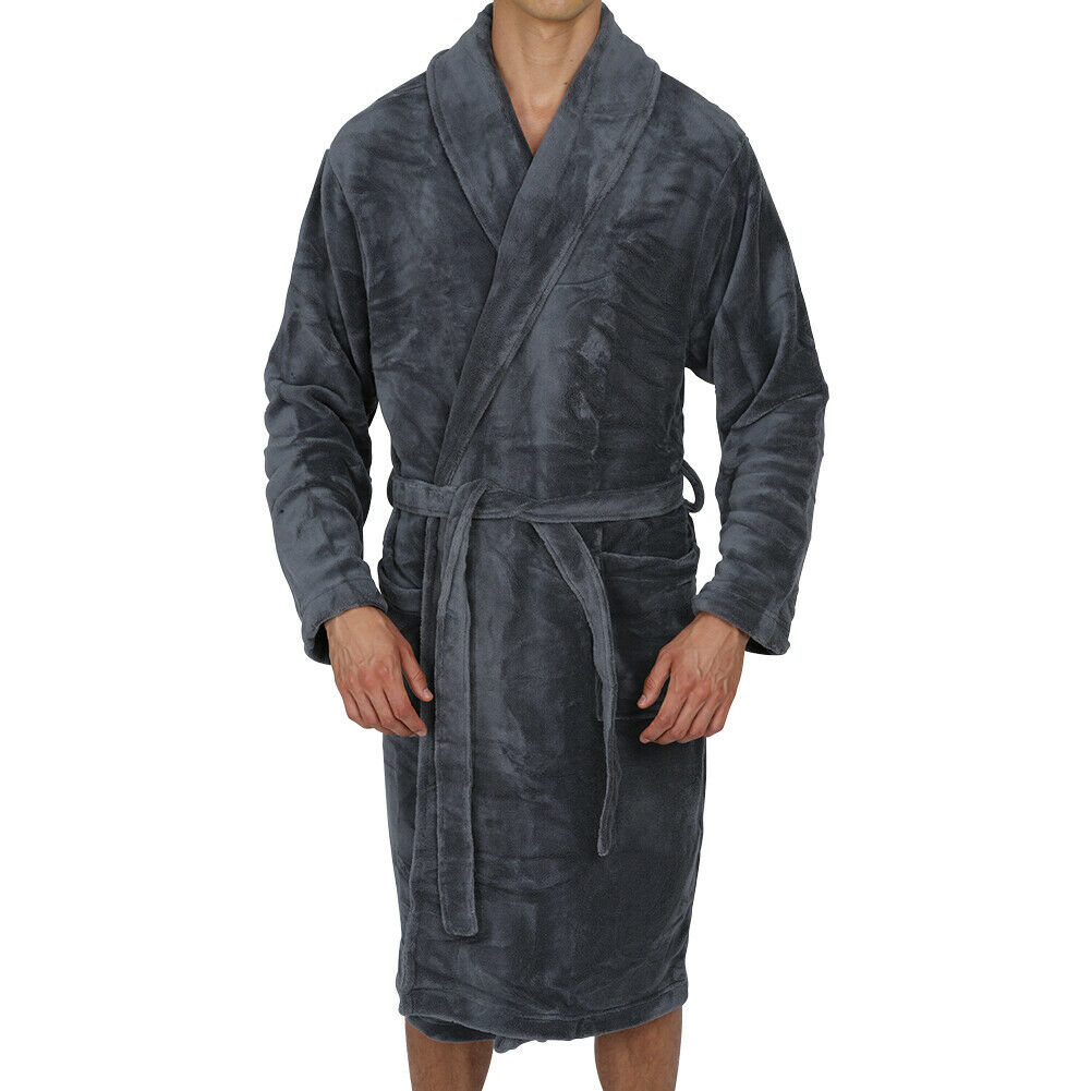 Mens robe shawl Collar Super Soft Bathrobe Heavy Weighted