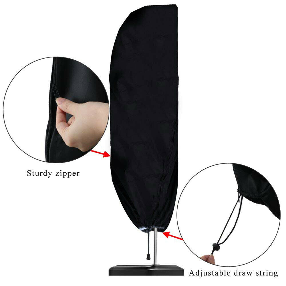 Outdoor Patio Parasol Umbrella Cover with Telescopic Rod & Zipper, Fits 9-11 ft, Waterproof Cantilever Umbrella Cover With Storage Bag