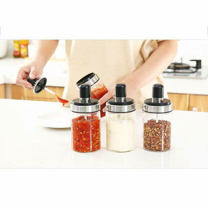 Glass Spice Jars Seasoning Box Condiment Jar With Lids