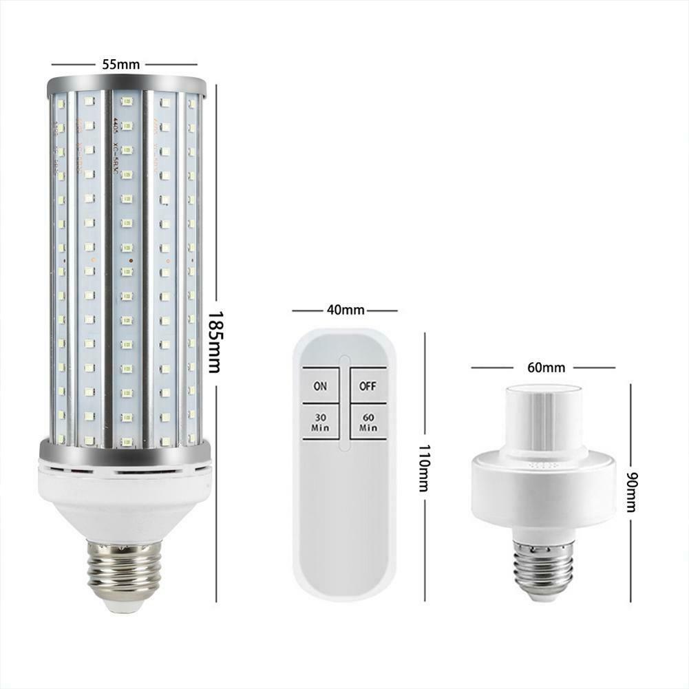 60W UV Germicidal Corn Lamp LED UVC Bulb E27 Ozone Disinfection Light W/ Remote