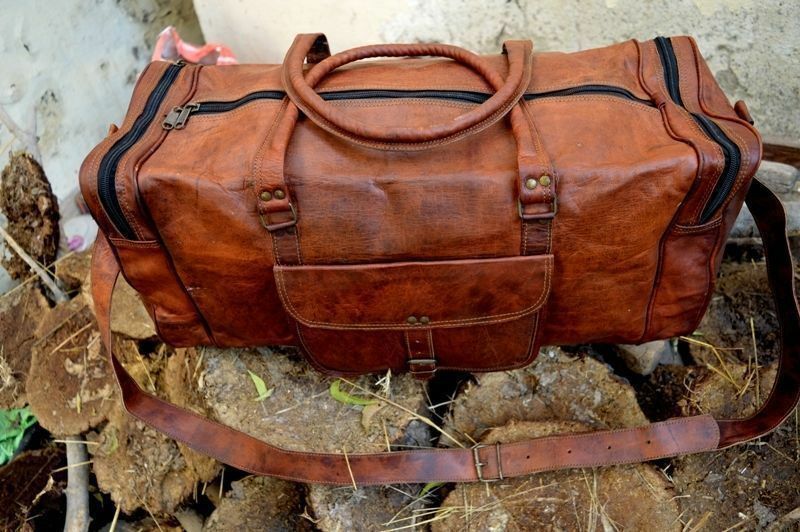 Leather Duffle Bag Vintage Style Large Crazy Horse Leather 25" Duffel Bag