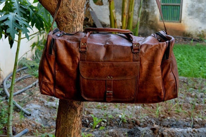 Leather Duffle Bag Vintage Style Large Crazy Horse Leather 25" Duffel Bag