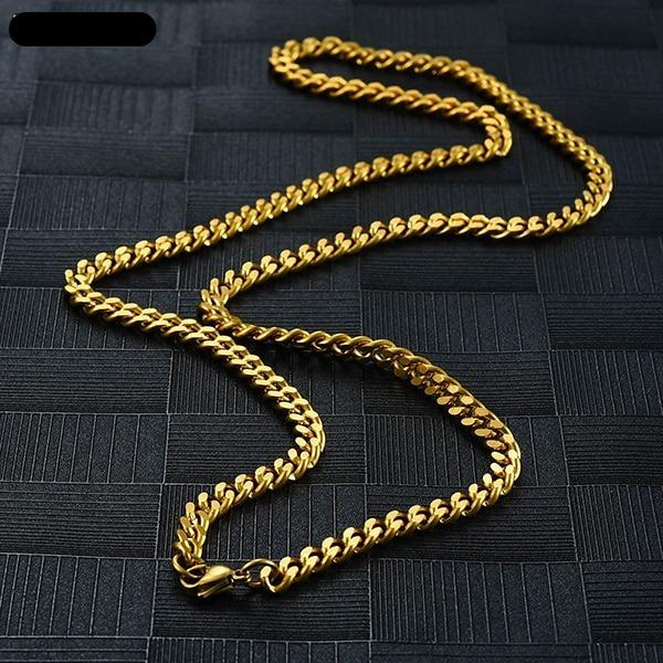 Mens Gold Curb Chain Necklace
