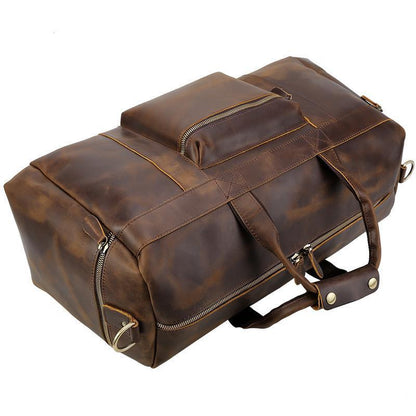 23'' Duffle Retro Thick Cowhide Leather Weekender Duffel Bag