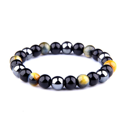 Natural Black Obsidian Hematite Tiger Eye Beads Bracelets