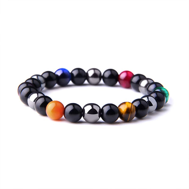 Natural Black Obsidian Hematite Tiger Eye Beads Bracelets