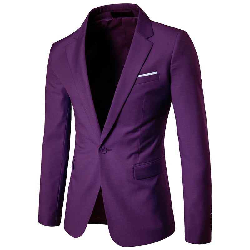 Men's Purple One Button Slim Fit Suit Blazer