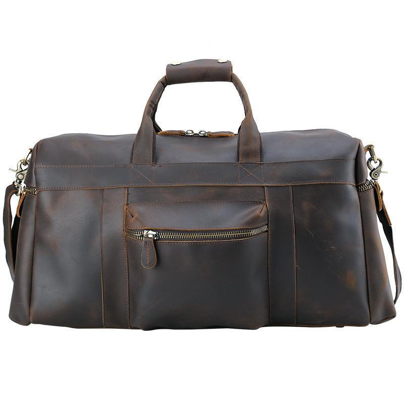 23'' Duffle Retro Thick Cowhide Leather Weekender Duffel Bag