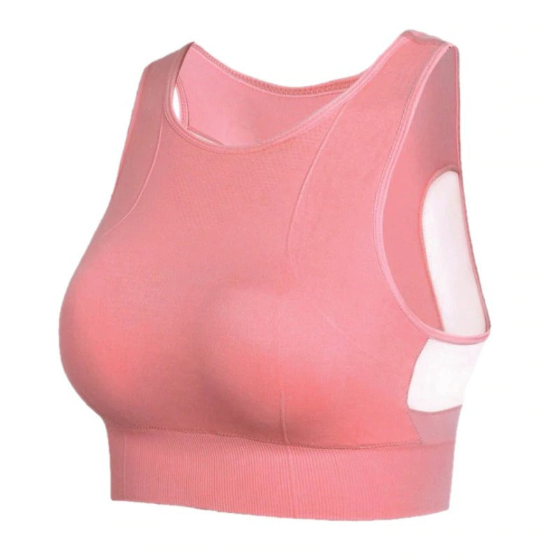 Breathable Mesh Shockproof Padded High Neck Support Bra