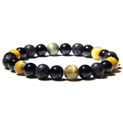 Natural Black Obsidian Hematite Tiger Eye Beads Bracelets