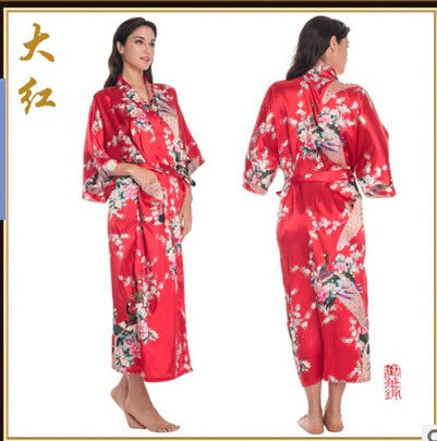 Long Robe For Women Satin Robe Casual Smoot Kimono