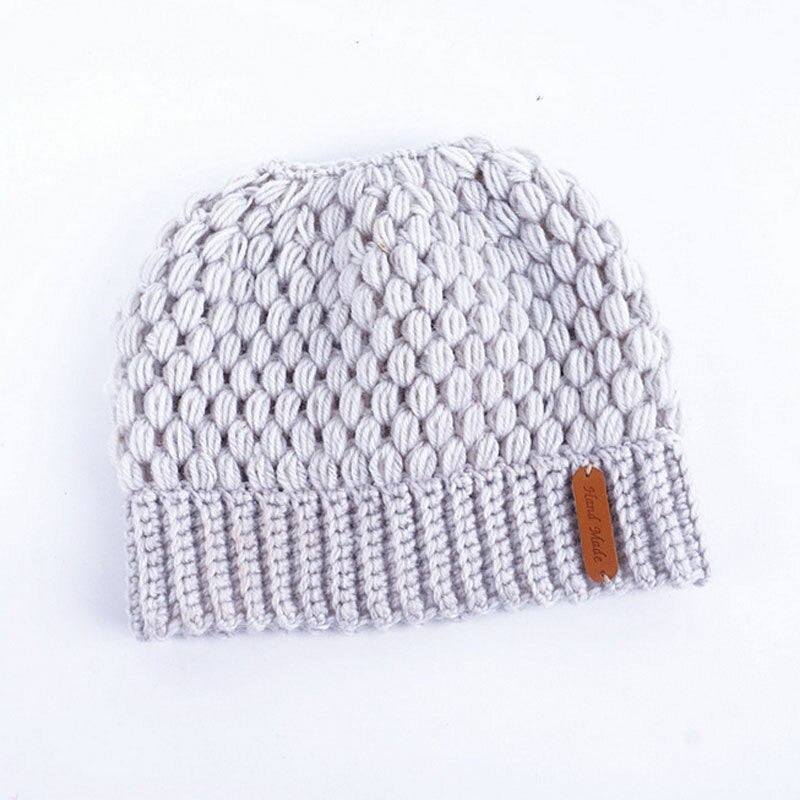 Ponytail Beanie Messy Bun Beanie Winter Hat With Hole For Ponytail