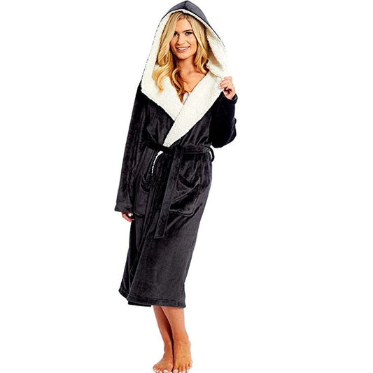 Women Bathrobe Cotton Flannel Wrap Robe