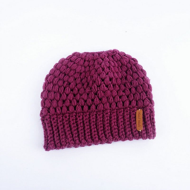Ponytail Beanie Messy Bun Beanie Winter Hat With Hole For Ponytail