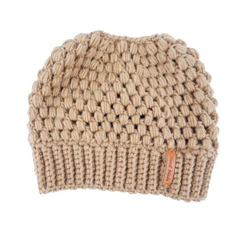 Ponytail Beanie Messy Bun Beanie Winter Hat With Hole For Ponytail